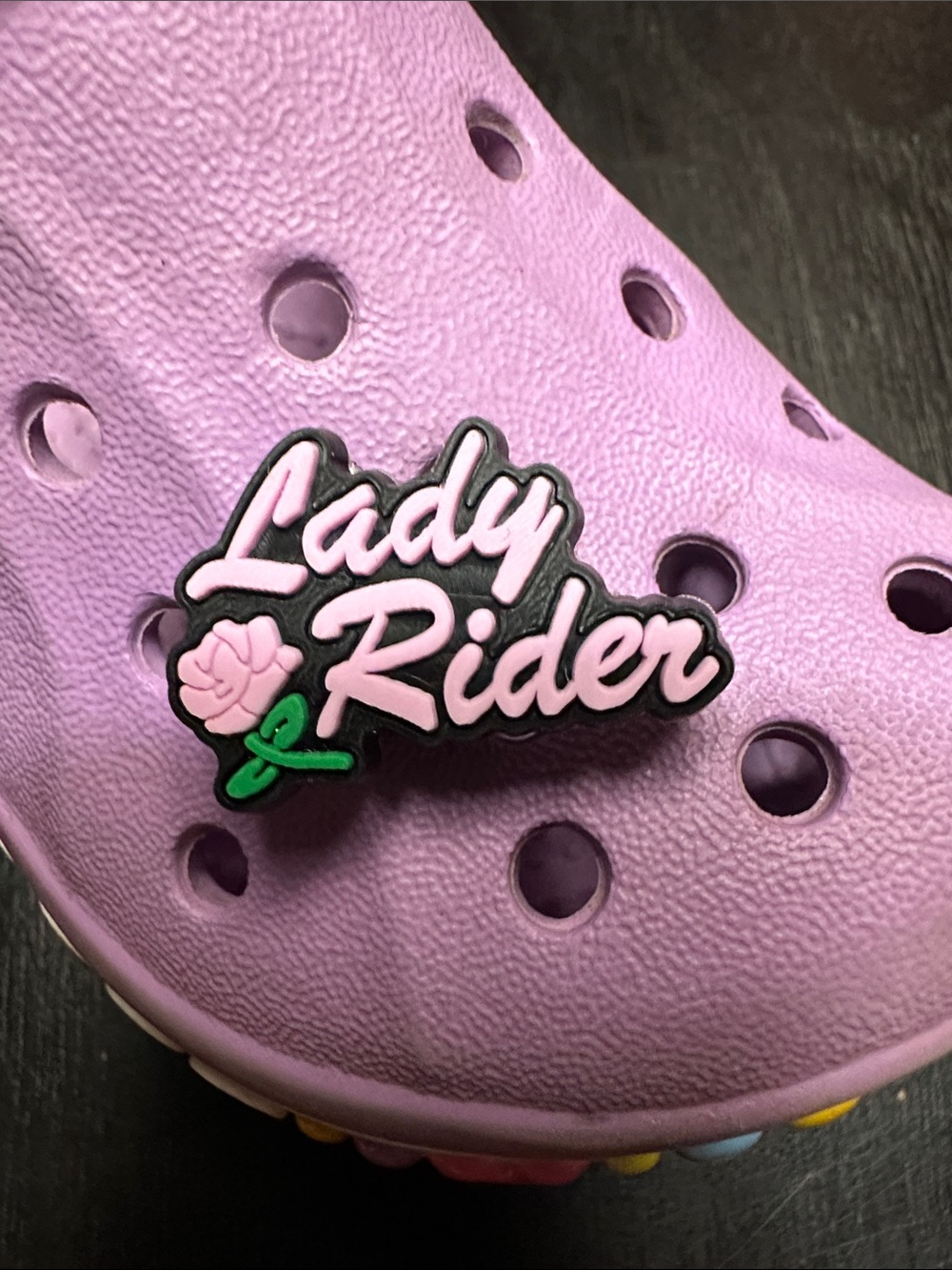 Lady Rider Pink Charm. Search JIBBITZ in my closet to pick your favorites.
